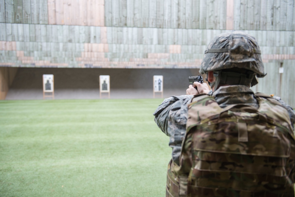 A co AFNORTH Bn Soldiers Qualify with M9 Pistols at a Dutch Range