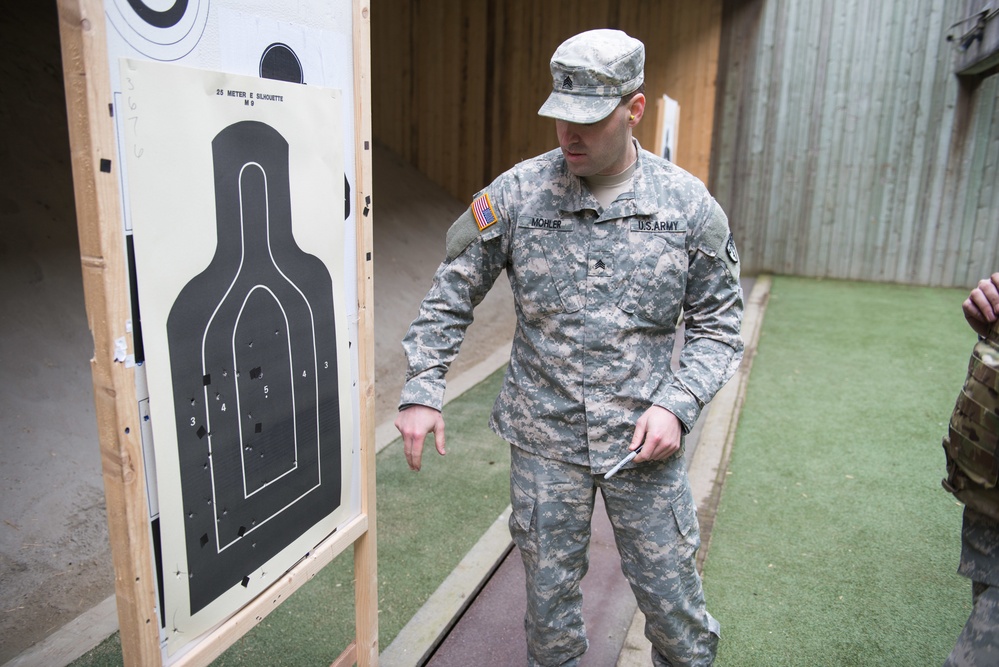 A co AFNORTH Bn Soldiers Qualify with M9 Pistols at a Dutch Range