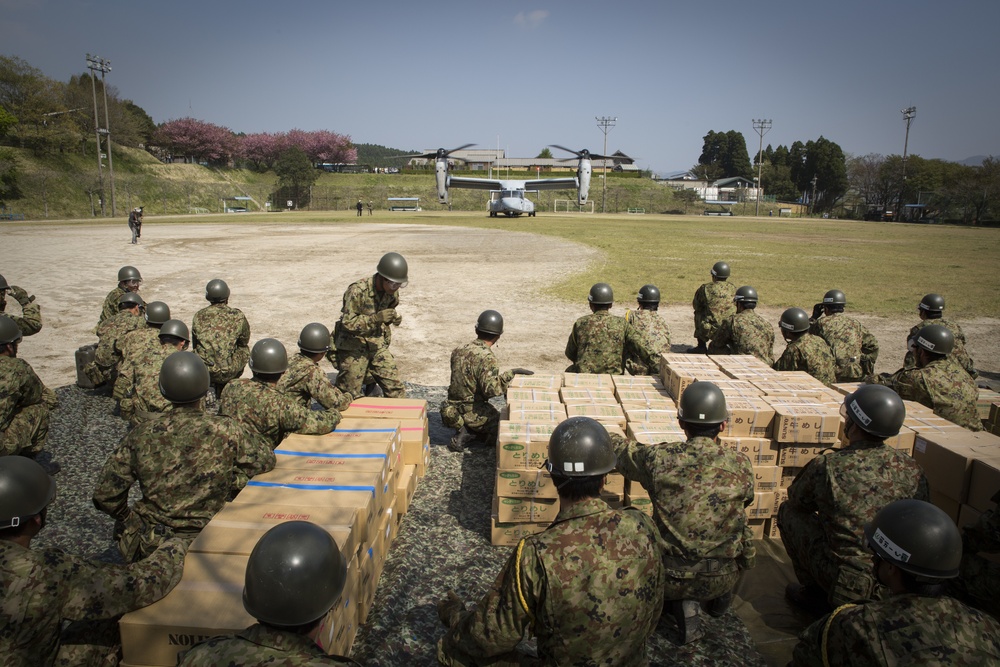 31st MEU Marines help JSDF Deliver Much Needed Supplies to Residents of Kyushu Island