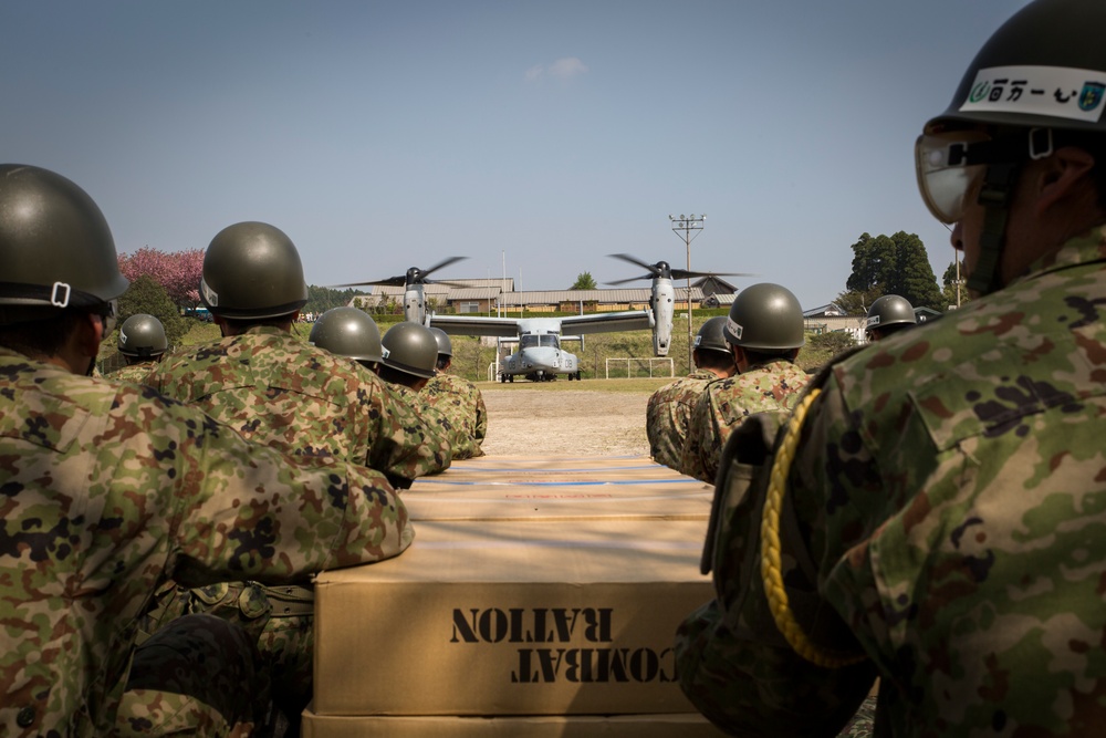 31st MEU Marines help JSDF Deliver Much Needed Supplies to Residents of Kyushu Island