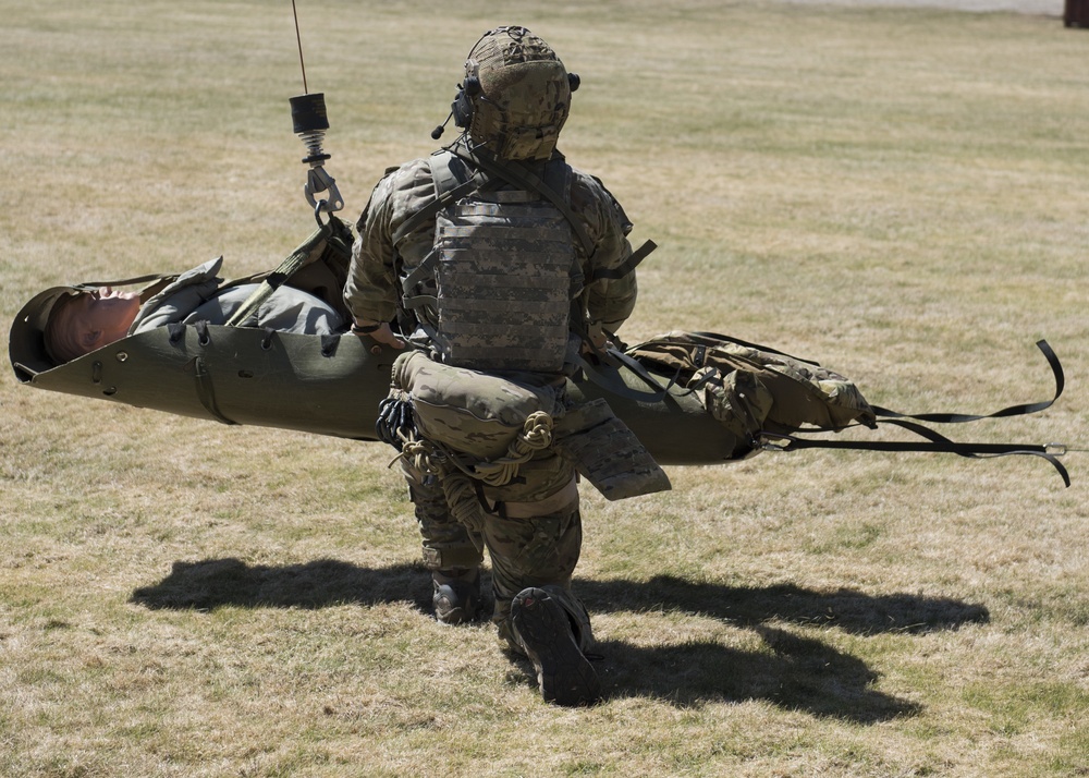 Soldier Hoists Casualty