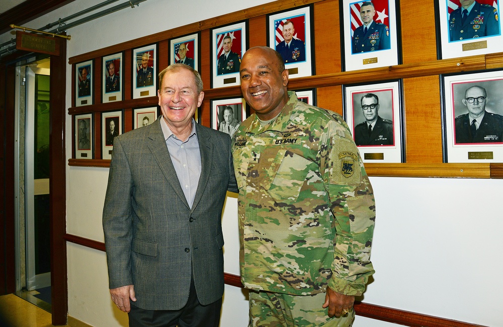 Lt. Gen. (Ret.) Edwin P. Smith visits at Caserma Ederle in Vicenza, Italy