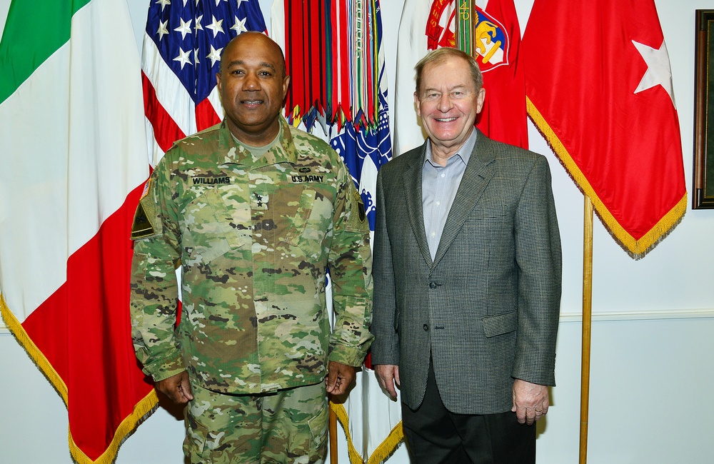 Lt. Gen. (Ret.) Edwin P. Smith visits at Caserma Ederle in Vicenza, Italy