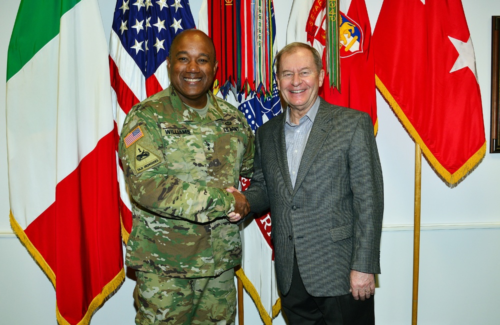 Lt. Gen. (Ret.) Edwin P. Smith visits at Caserma Ederle in Vicenza, Italy