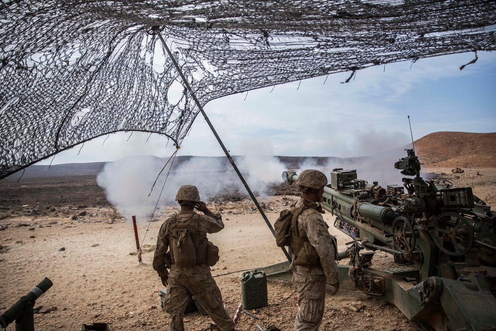 Boom: 13th MEU Marines fire the big guns