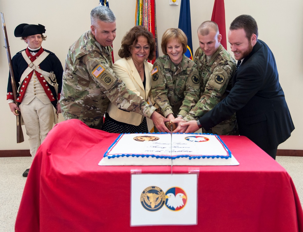 Soldiers and civilians celebrate the 108th anniversary of the U.S. Army Reserve