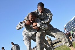 Transportation Soldiers practice close-combat