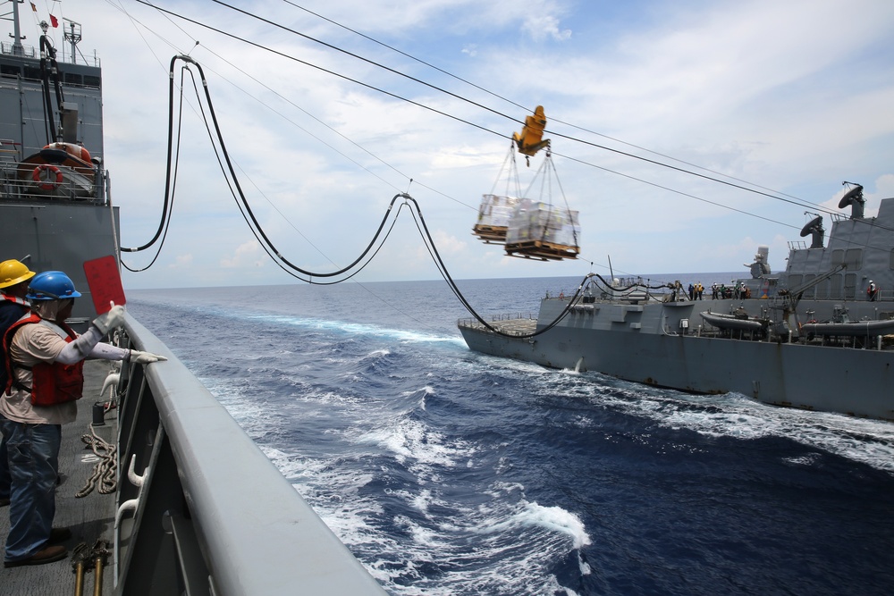 MSC's USNS Charles Drew Conducts Trilateral Replenishment At Sea