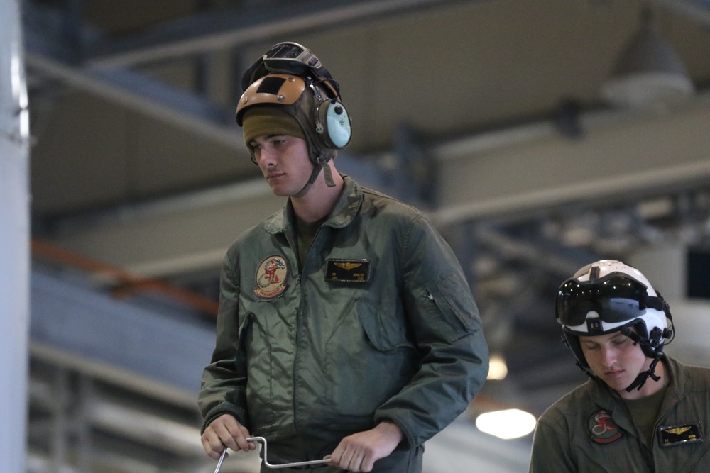 VMM-265 Marines conduct maintenance on MV-22 Osprey aircraft