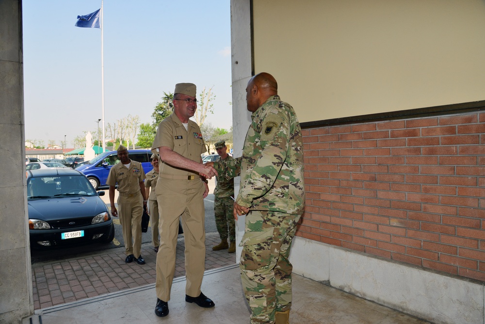 Vice Adm. C. Forrest Faison visits at Caserma Ederle in Vicenza, Italy