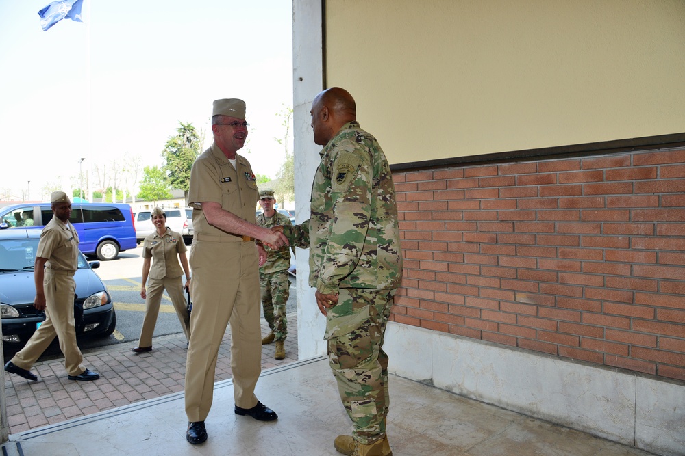 Vice Adm. C. Forrest Faison visits at Caserma Ederle in Vicenza, Italy