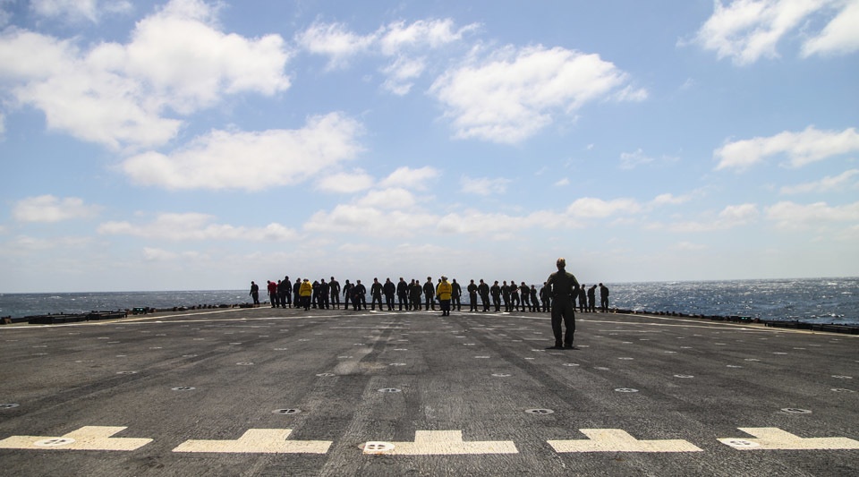 22D MEU Combat Cargo Marines Conduct FOD Walk