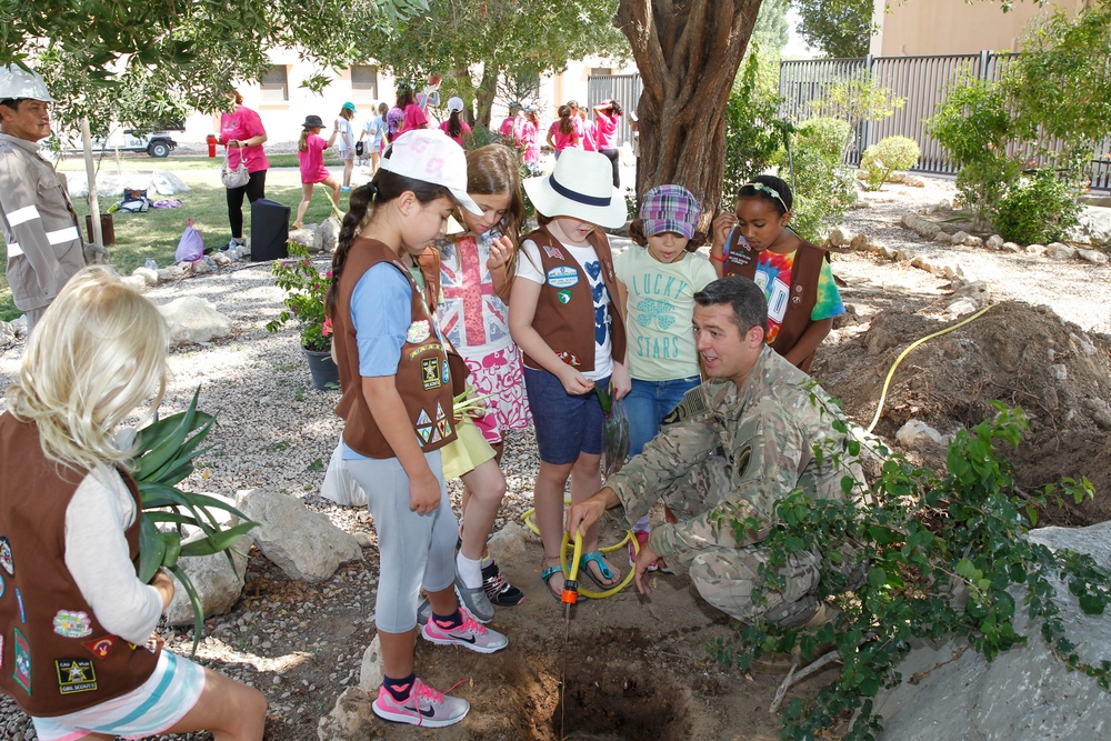 Girl Scouts acknowledge Earth Day 2016 with tree planting at Camp As Sayliyah