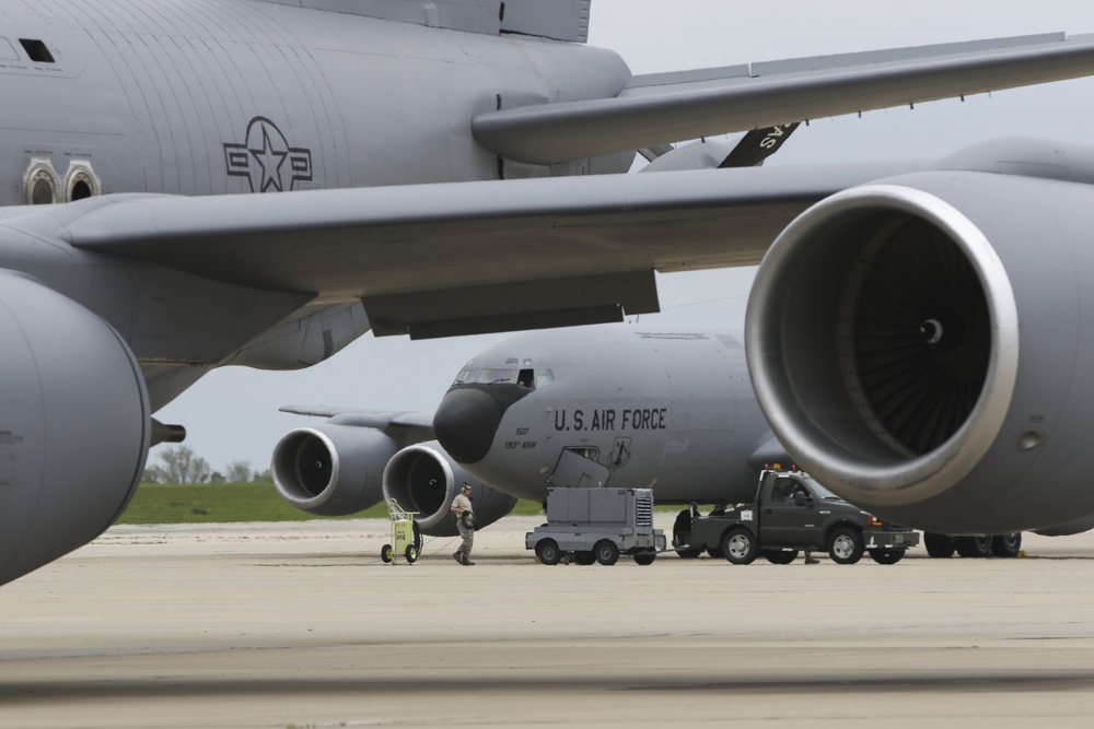 190th ARW evacuates four KC-135Rs in anticipation of severe weather