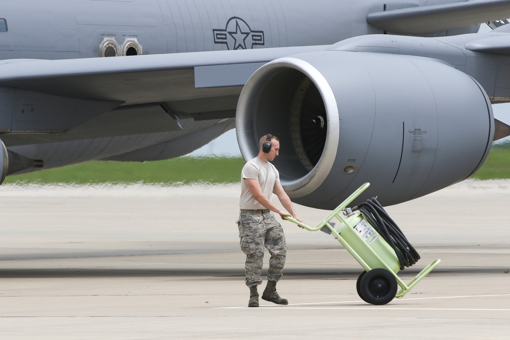 190th ARW evacuates four KC-135Rs in anticipation of severe weather