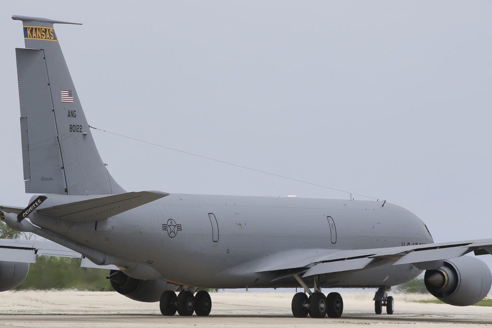 190th ARW evacuates four KC-135Rs in anticipation of severe weather