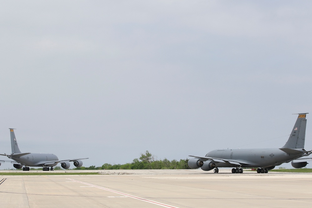 190th ARW evacuates four KC-135Rs in anticipation of severe weather