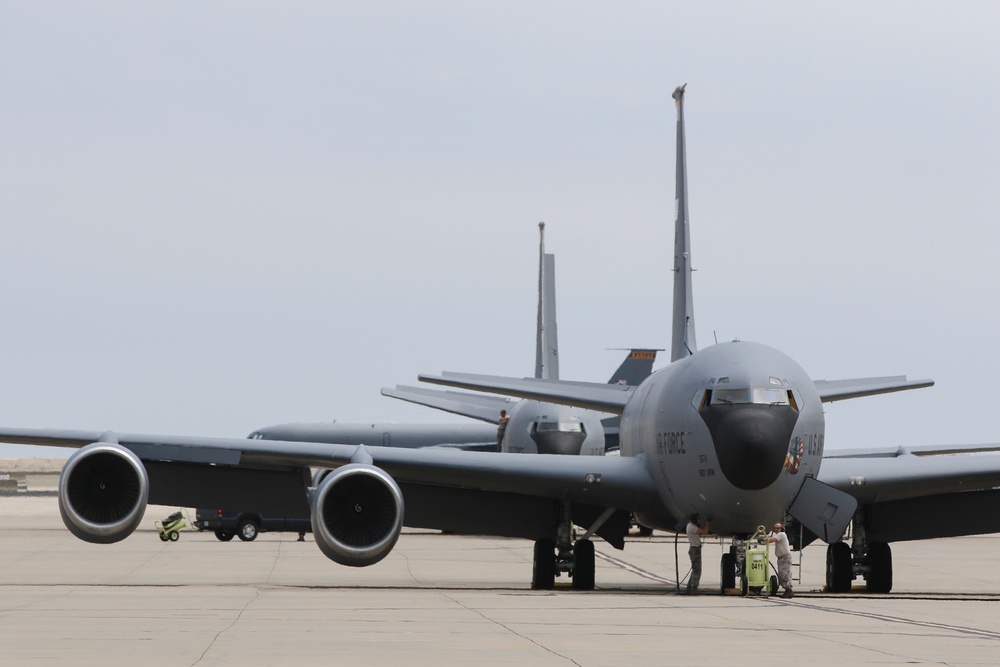 190th ARW evacuates four KC-135Rs in anticipation of severe weather