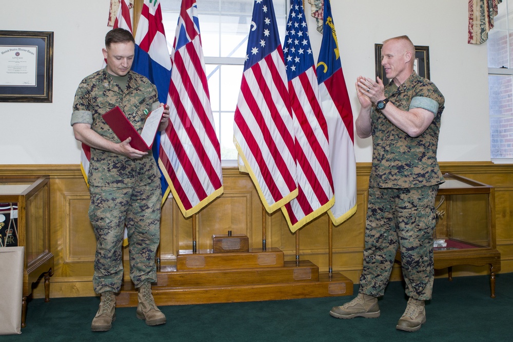 Brig. Gen. Weidley presents award