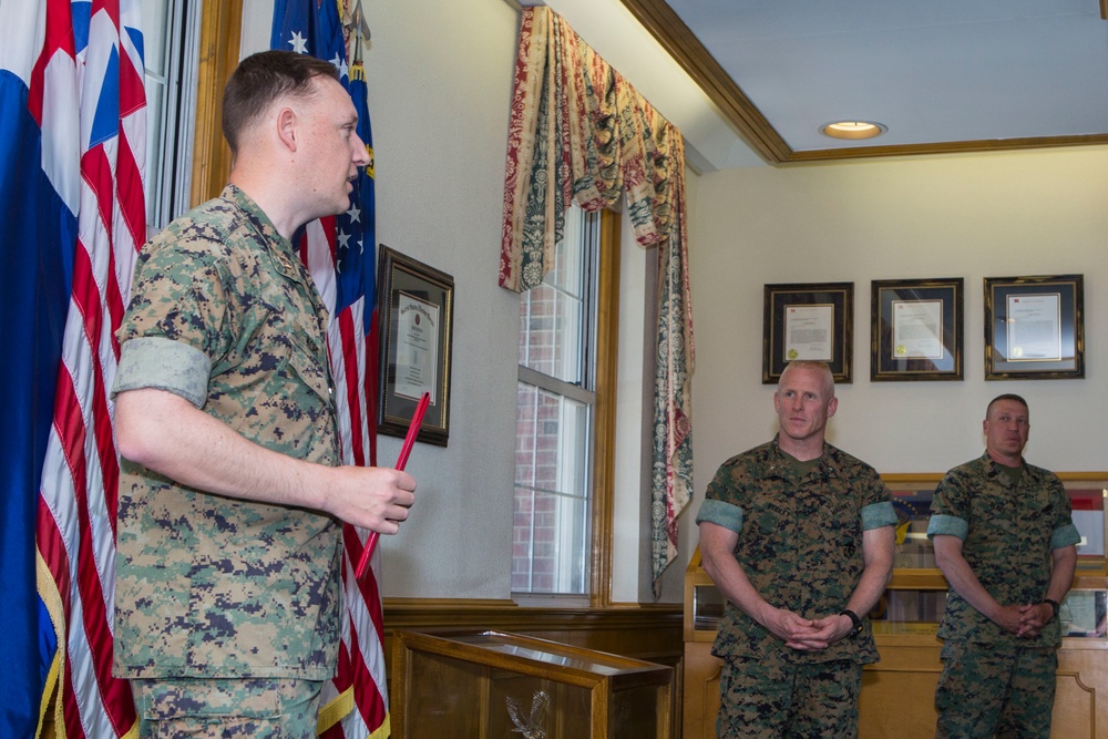 Brig. Gen. Weidley presents award