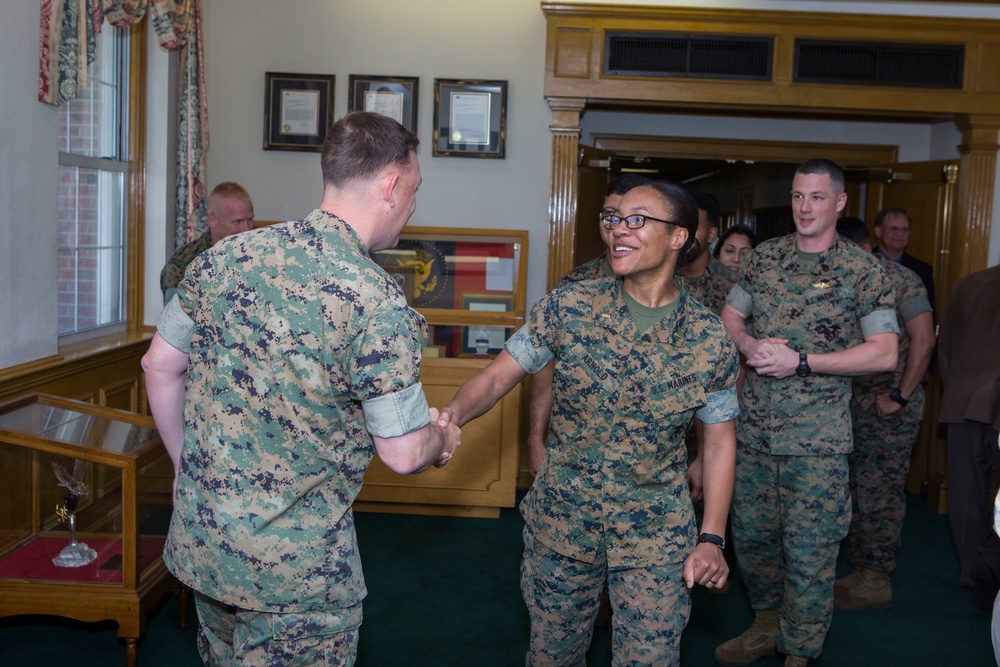 Brig. Gen. Weidley presents award