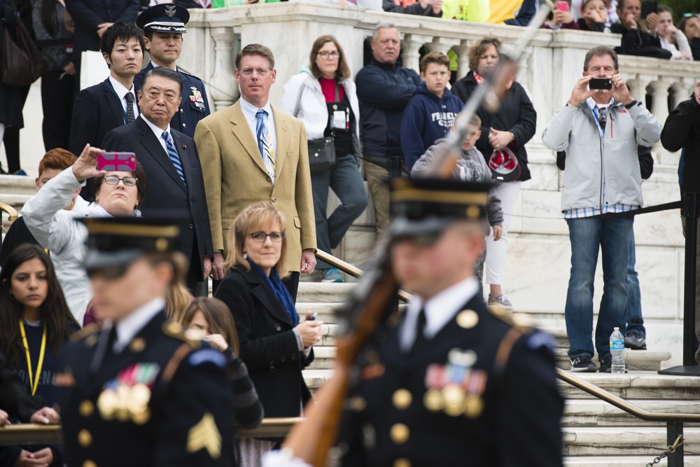 Speaker House of Representatives of Japan lays a wreath at the Tomb of the Unknown Soldier in Arlington National Cemetery