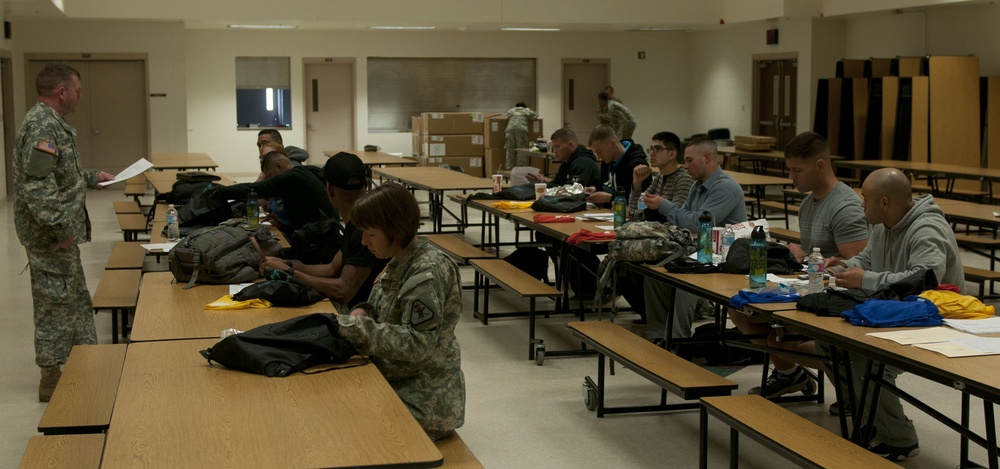 Soldiers inprocess for the U.S. Army Reserve Best Warrior Competition