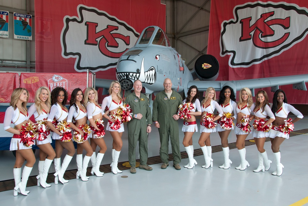 442 FW leadership meets KC Chiefs cheerleaders