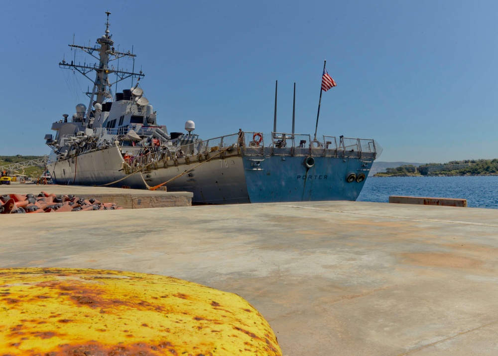 USS Porter moored in Souda Bay, Greece