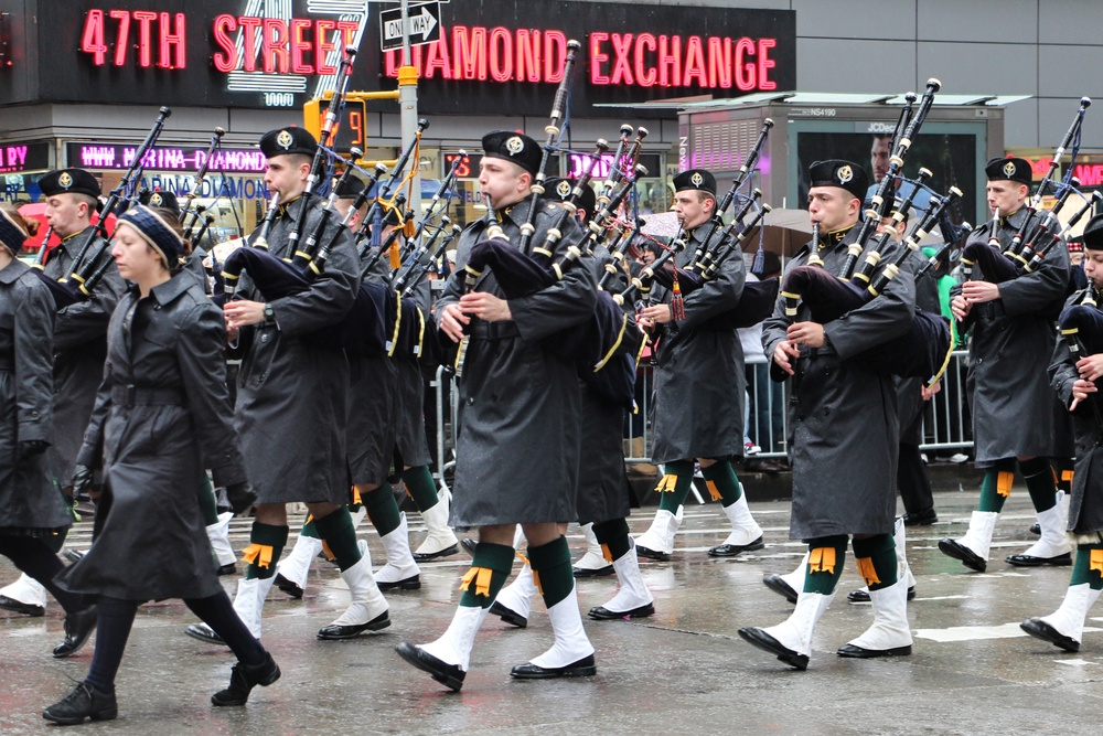 USNA Pipes and Drums Band Marches in NYC Tartan Day Parade