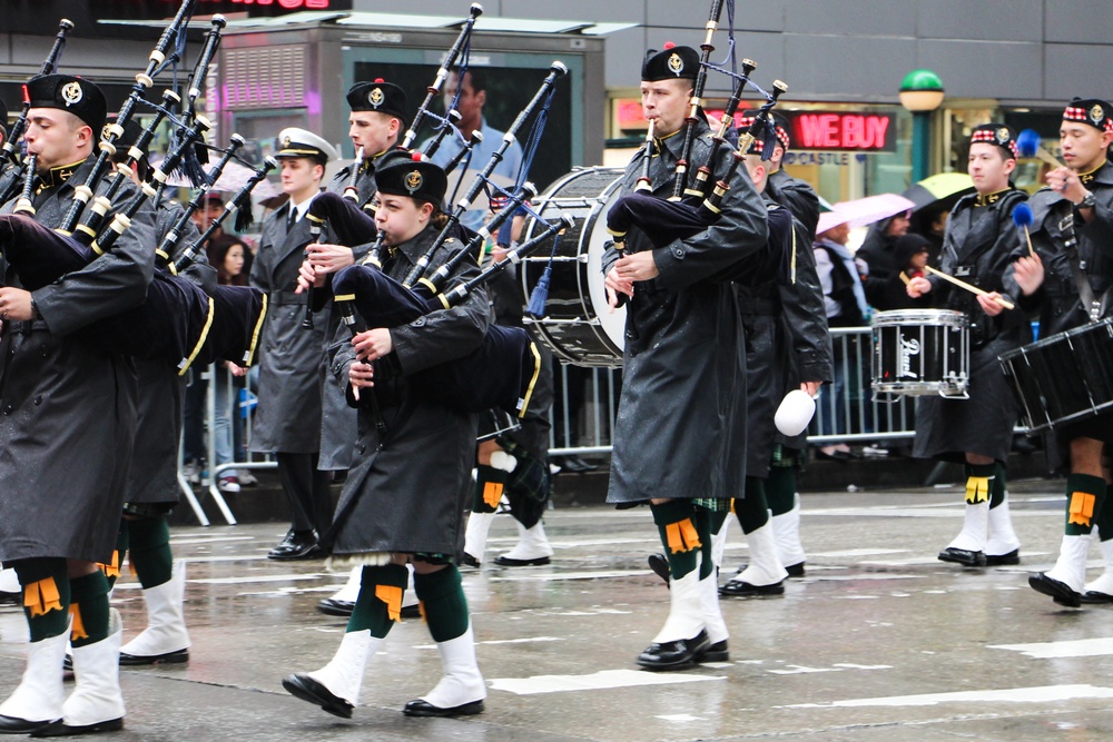 USNA Pipes and Drums Band Marches in NYC Tartan Day Parade