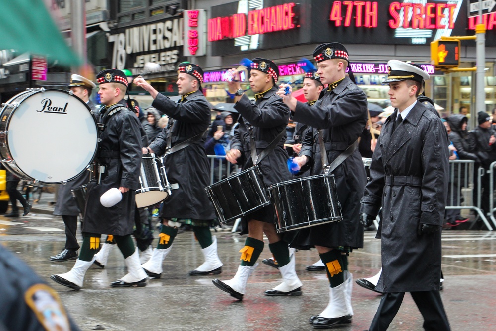 USNA Pipes and Drums Band Marches in NYC Tartan Day Parade