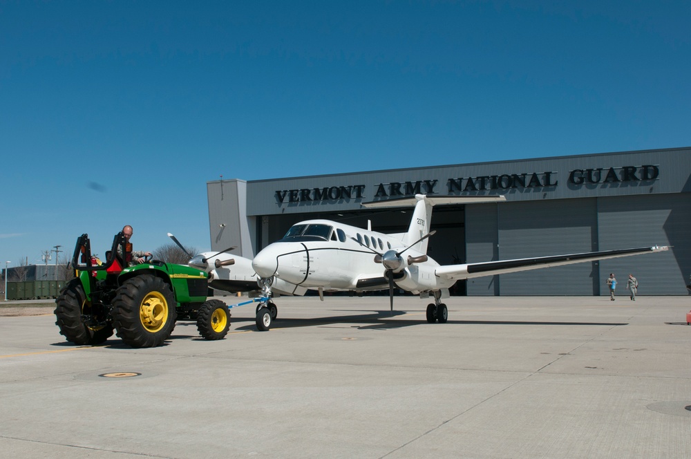 Vermont National Guardsman Tows a C-12 Huron