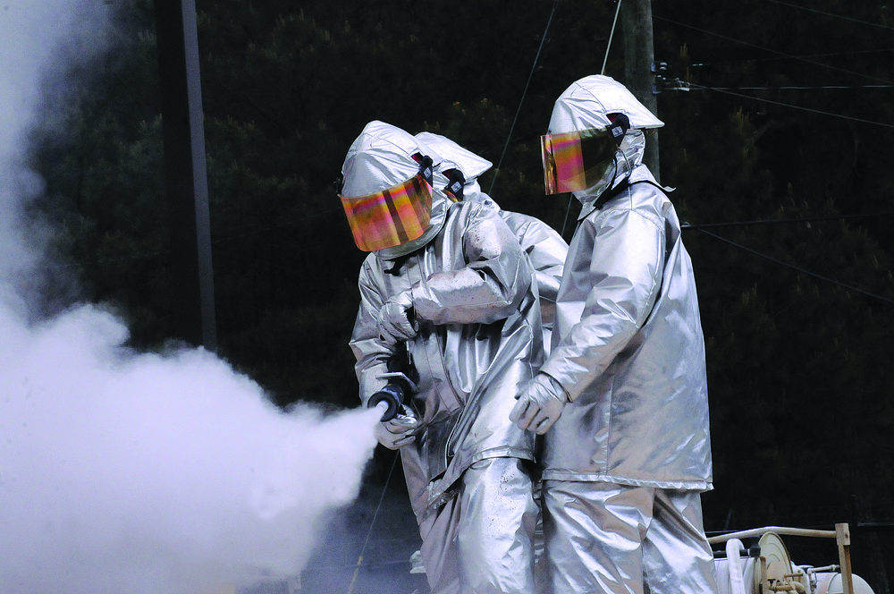 Handling the heat -- students learn firefighting procedures