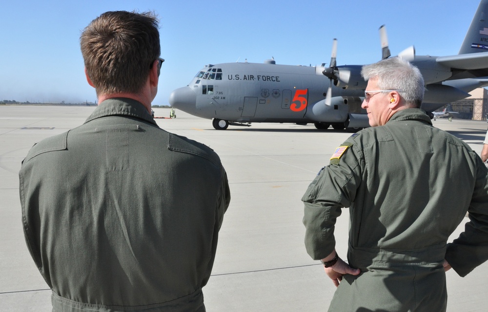 Air Force aerial firefighters take to the sky for first day of airborne MAFFS training