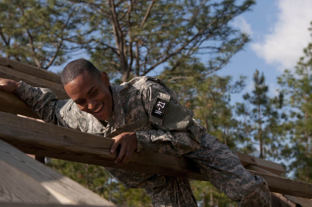 Soldier enjoys obstacle course