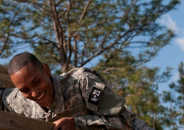 Soldier enjoys obstacle course
