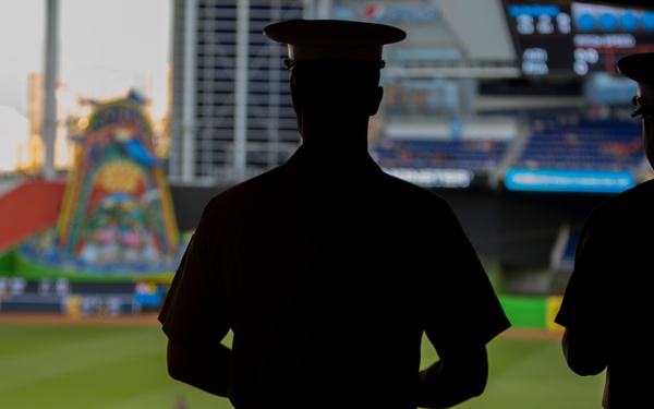 Take me out to the ball game; Fleet Week Marines attend Marlins baseball game