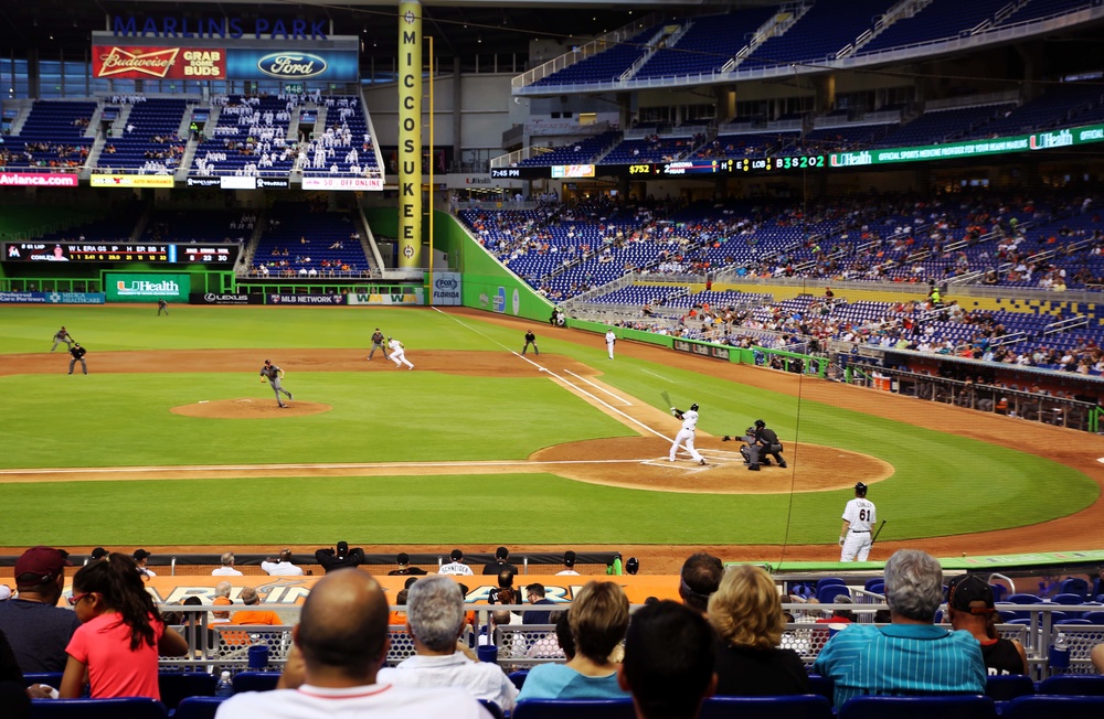 Take me out to the ball game; Fleet Week Marines attend Marlins baseball game