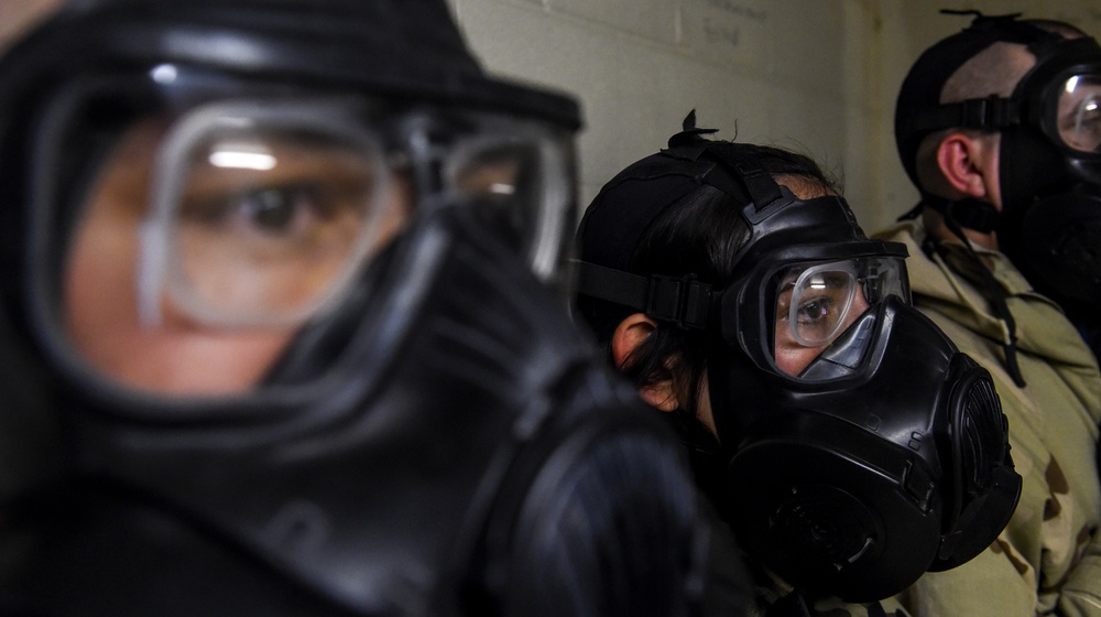 Basic Military Training trainees practice CBRNE