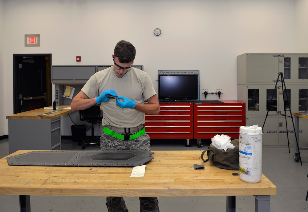 LO Airman maintains F-35A panel