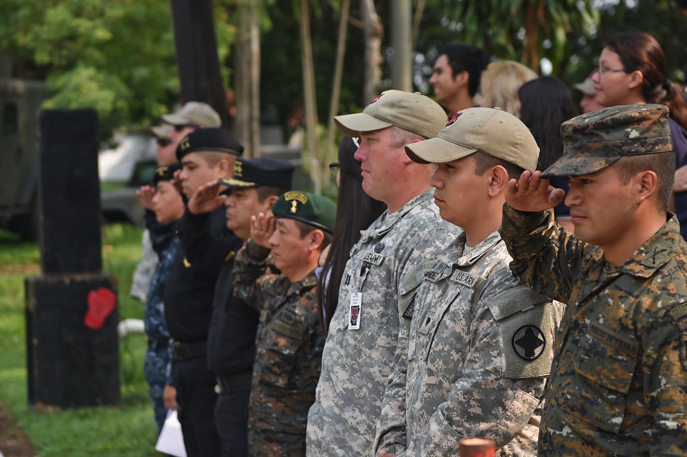 U.S. servicemen celebrate Guatemala labor day with local national army counterparts