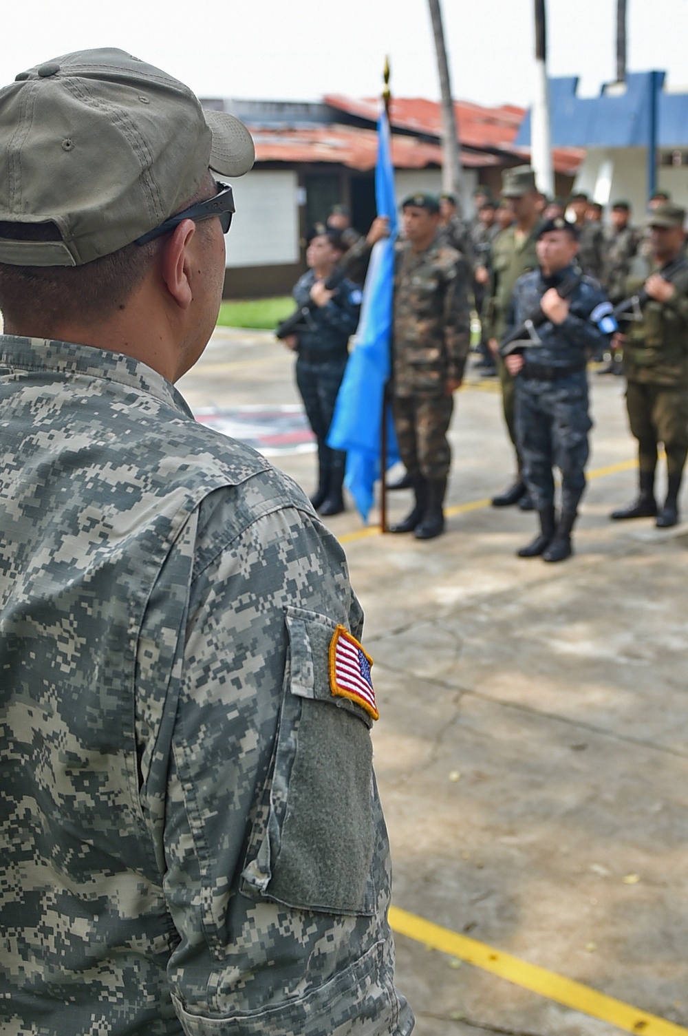 U.S. servicemen celebrate Guatemala labor day with local national army counterparts