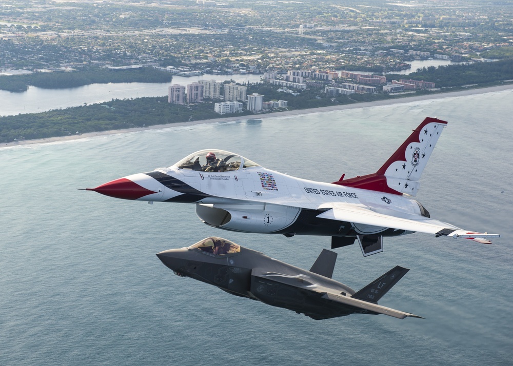 Thunderbirds fly with the F-35A Lightning II