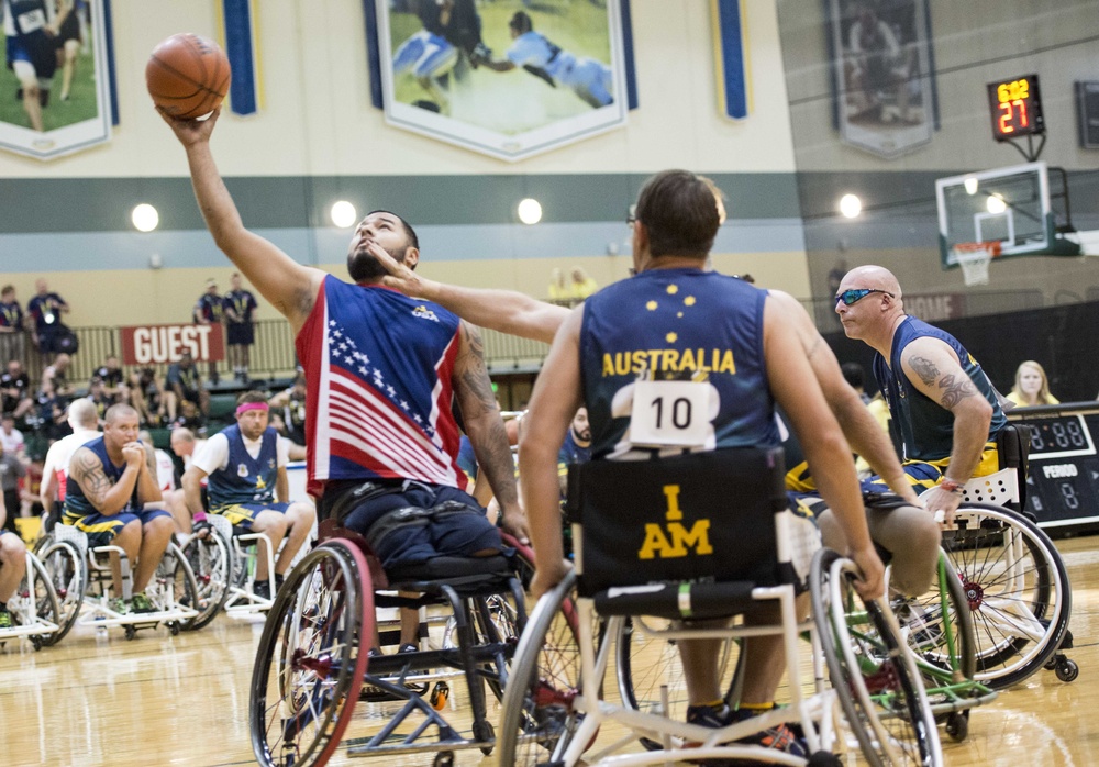 Team US, Australia clash in 2016 Invictus Games wheelchair basketball