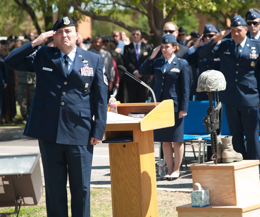 Memorial service for fallen defender
