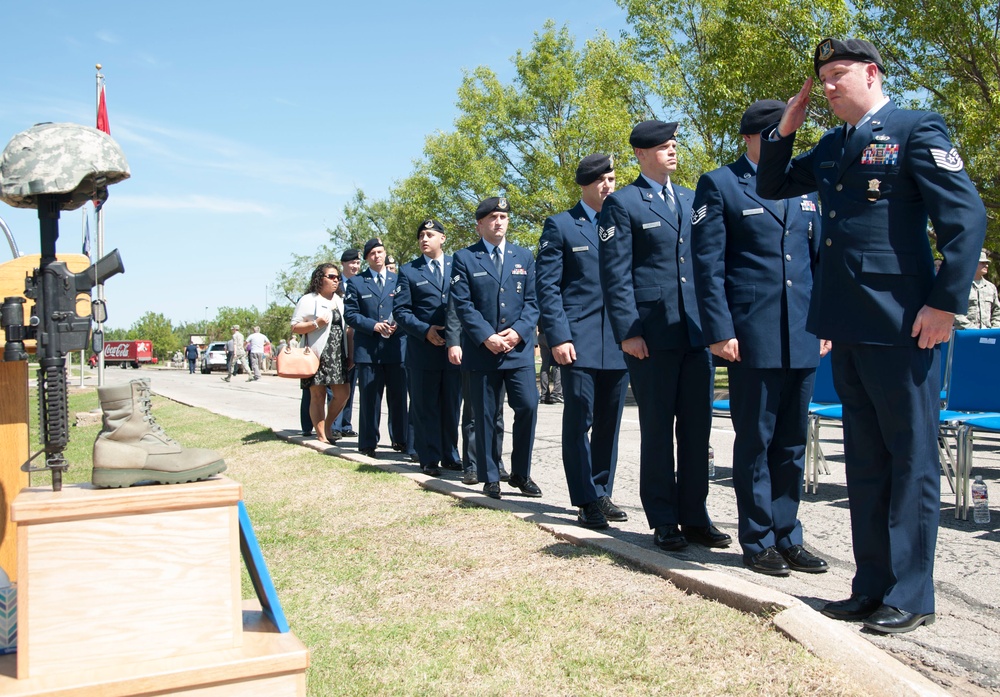 Memorial service for fallen defender