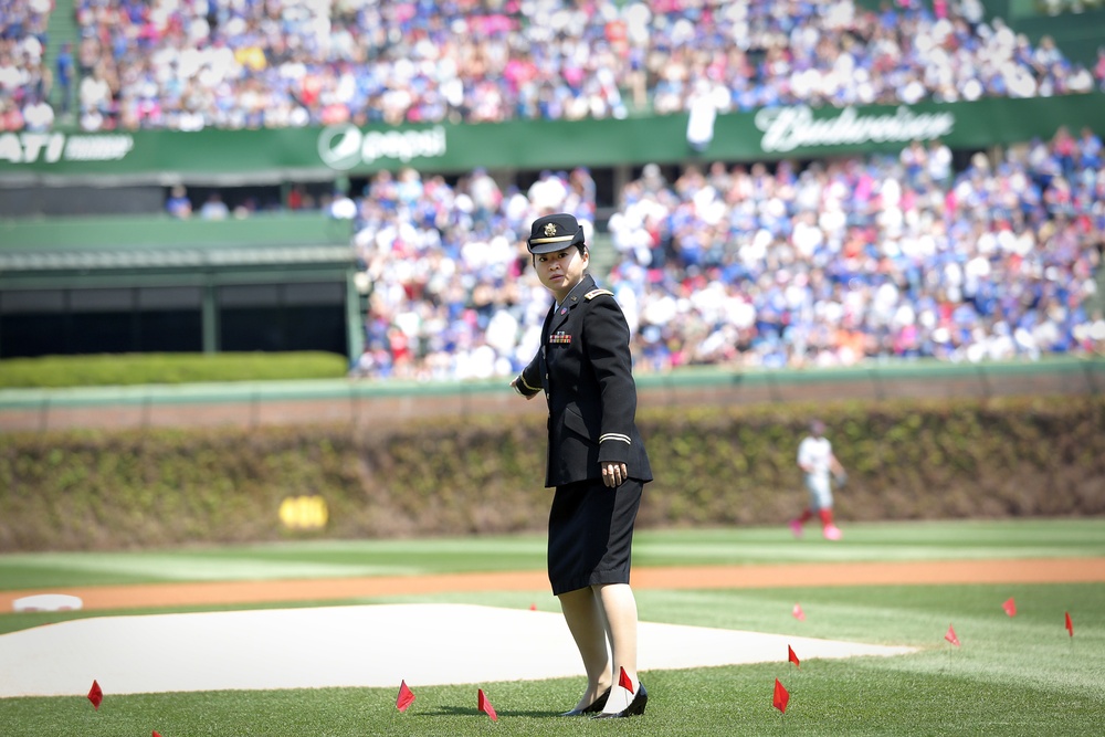 Armed Forces take the field for Chicago Cubs Mother's Day military