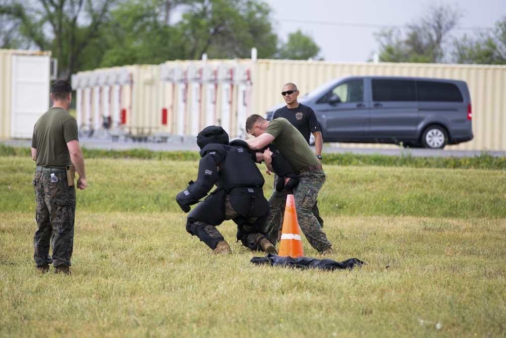 SPMAGTF-CR-AF Marines conduct non-lethal weapons training SPMAGTF-CR-AF Marines conduct non-lethal weapons training