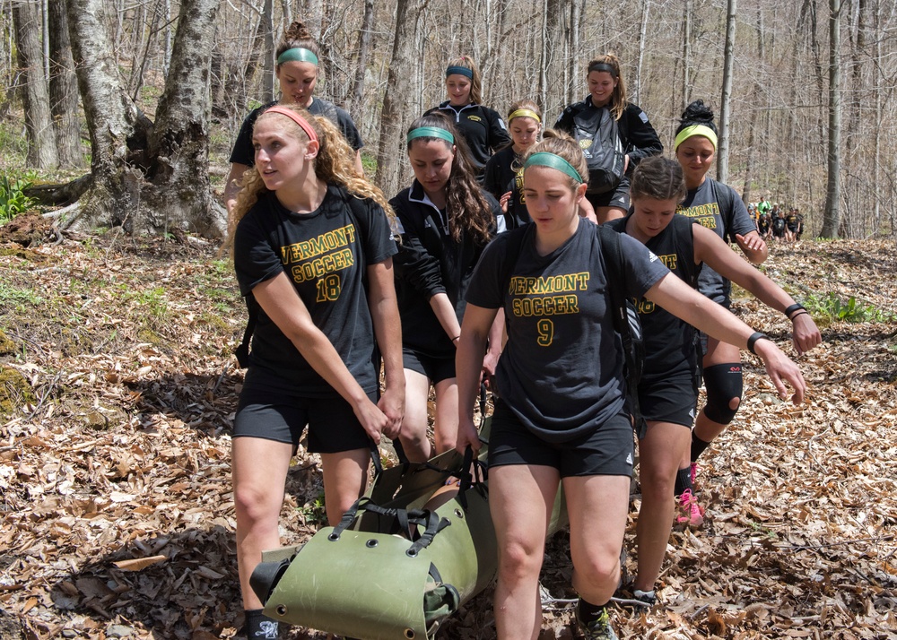 UVM Soccer Players Evacuate a Teammate in a Litter